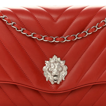 Chanel Lambskin Chevron Jumbo Leo Lion Flap Dark Red 8 of 10