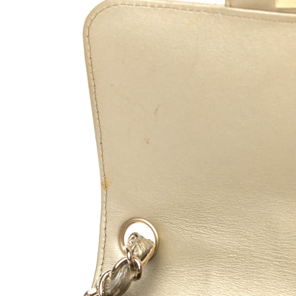 Chanel Patent Metallic Crumpled Calfskin Chevron Quilted Mini Square Flap Gold 6 of 7