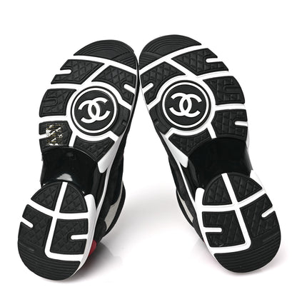 Chanel Calfskin Velvet CC Sneakers 40.5 Navy Silver Red 5 of 7