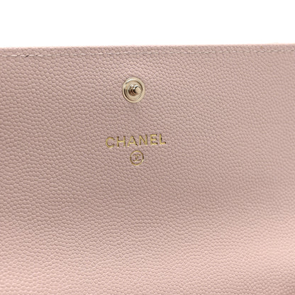 Chanel Caviar Quilted Enamel Crystal CC Flap Wallet Light Pink 6 of 11