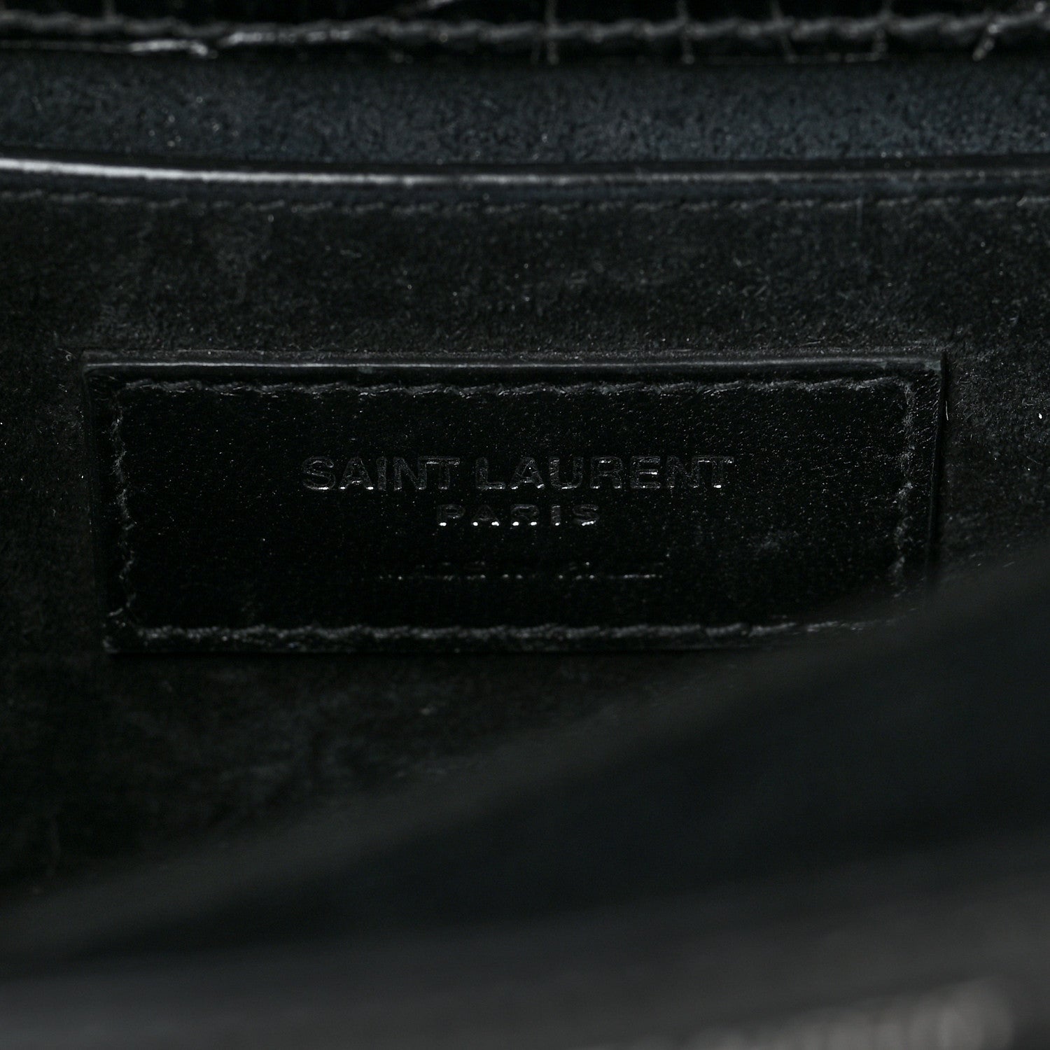 Saint Laurent Calfskin Crocodile Embossed Medium Monogram Sunset Black 6 of 10