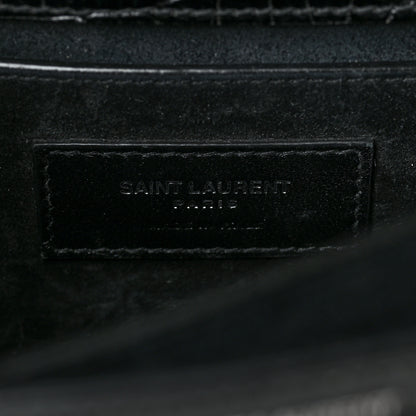 Saint Laurent Calfskin Crocodile Embossed Medium Monogram Sunset Black 6 of 10