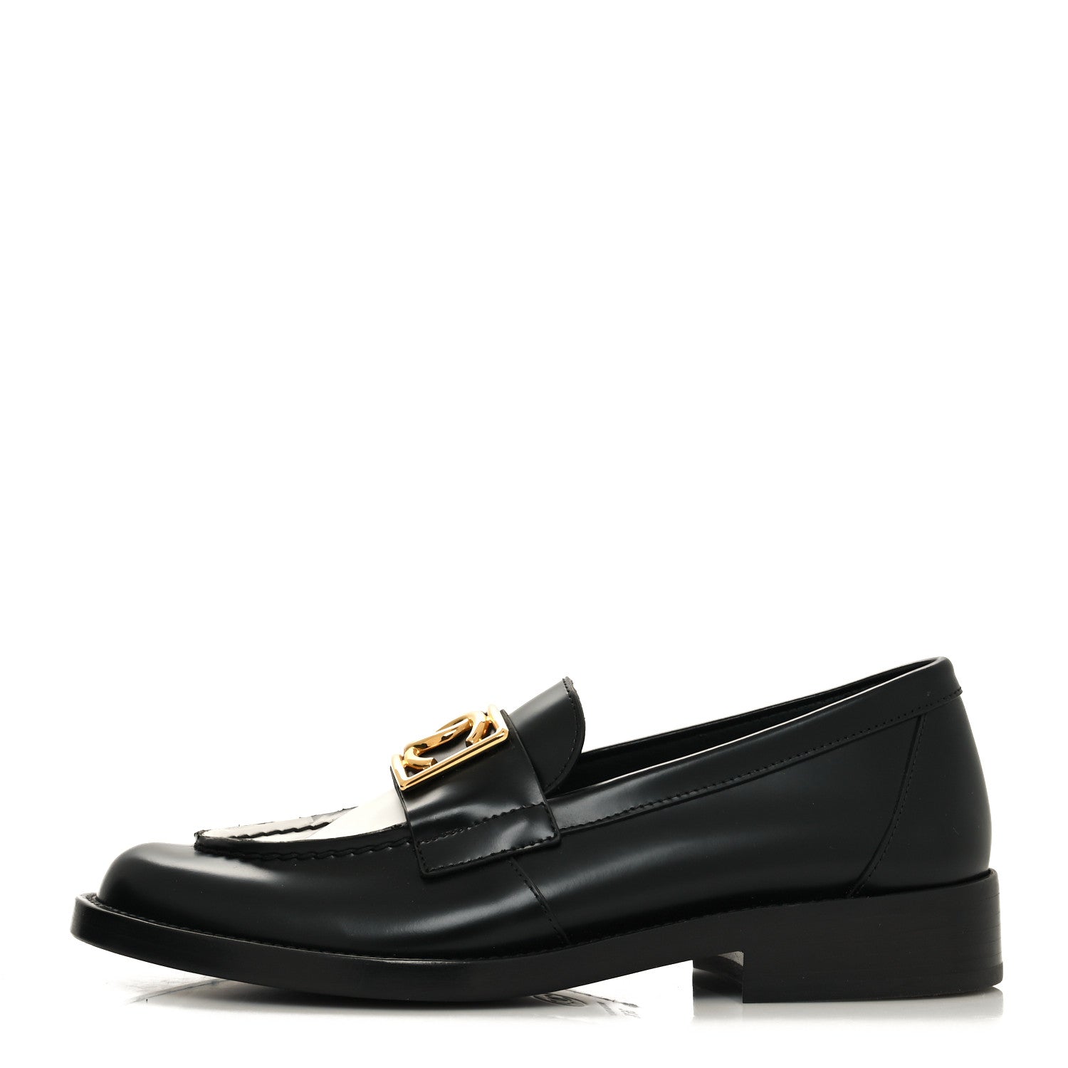 Chanel Shiny Calfskin CC Loafers 36.5 Black White Black White 1 of 9