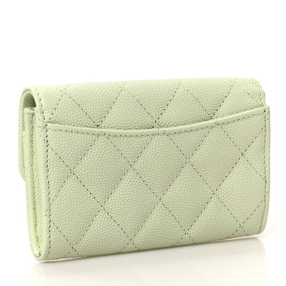 Chanel Caviar Quilted Flap Card Holder Wallet Light Green 3 of 10