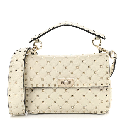 Valentino Garavani Grained Calfskin Medium Rockstud Spike Shoulder Bag Light Ivory 1 of 10