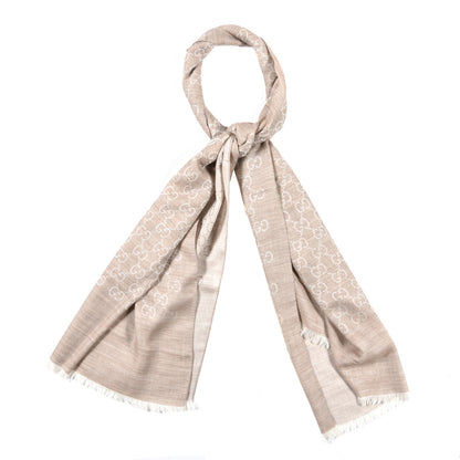 Gucci Wool Silk GG Monogram GGNat Scarf Sand 1 of 4