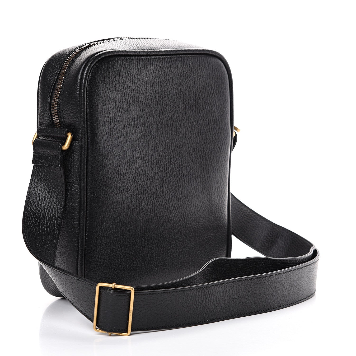 Gucci Grained Calfskin Logo Messenger Bag Black 2 of 12