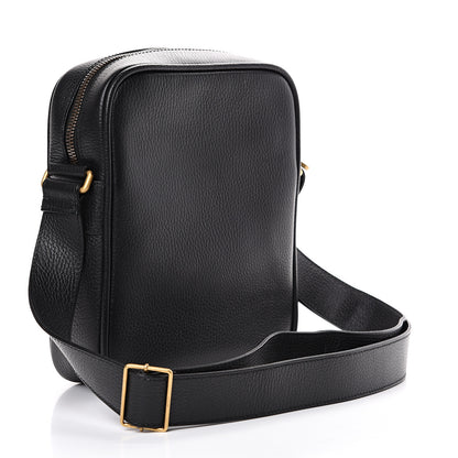 Gucci Grained Calfskin Logo Messenger Bag Black 2 of 12