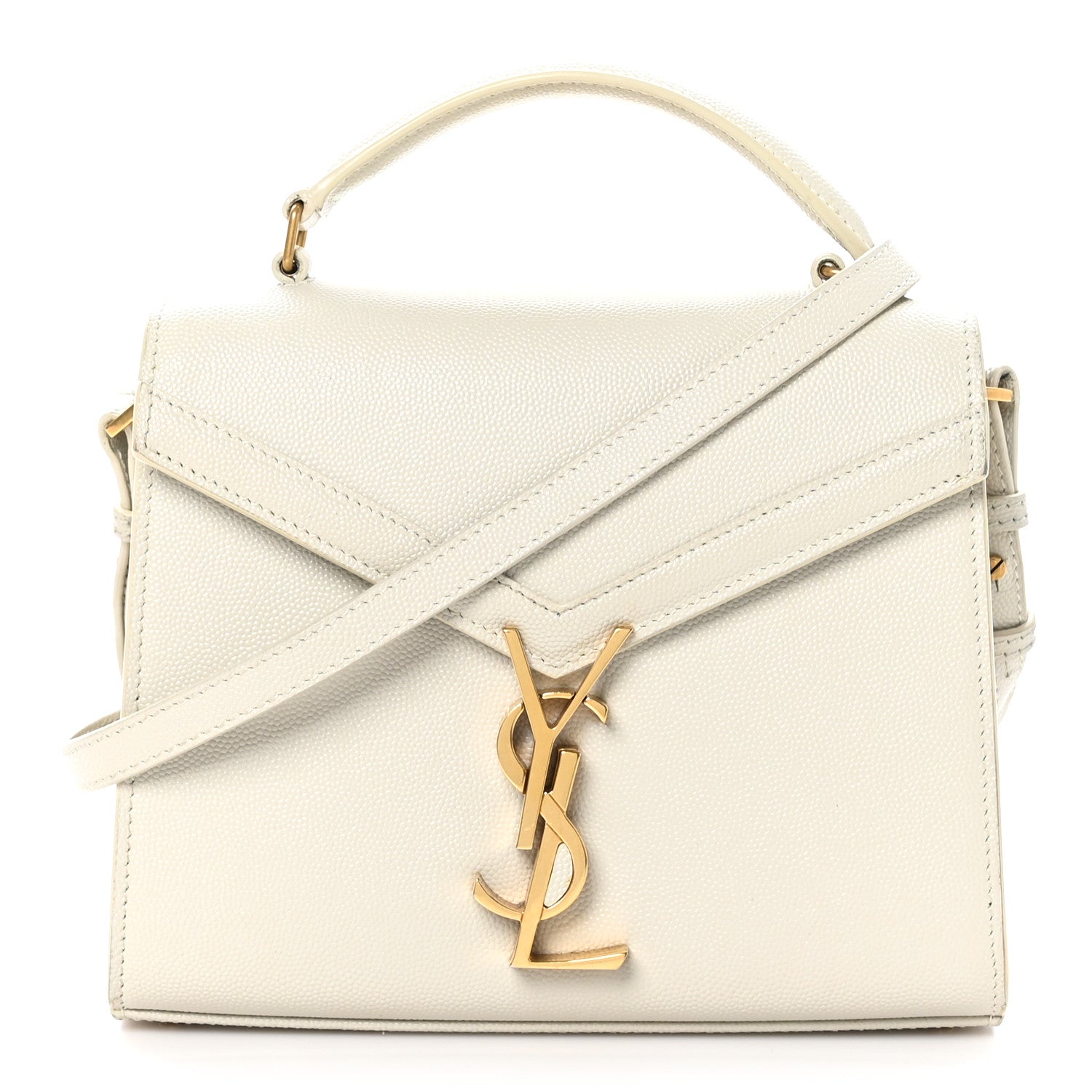 Saint Laurent Grain de Poudre Mini Classic Monogram Cassandra Top Handle Vintage White 1 of 11