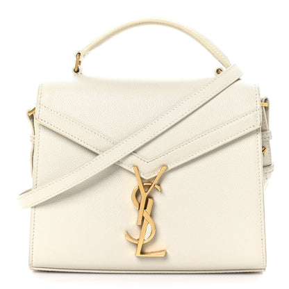 Saint Laurent Grain de Poudre Mini Classic Monogram Cassandra Top Handle Vintage White 1 of 11