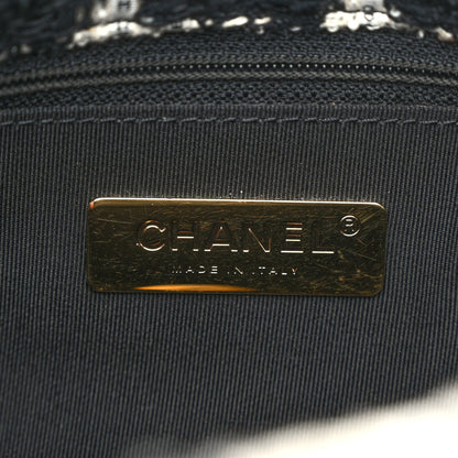 Chanel Tweed Quilted Large Chanel 19 Flap Black Ecru White 6 of 10