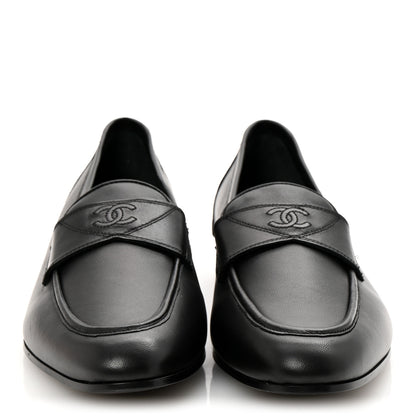 Chanel Lambskin Mens Stitched CC Loafers 42 Black 3 of 12