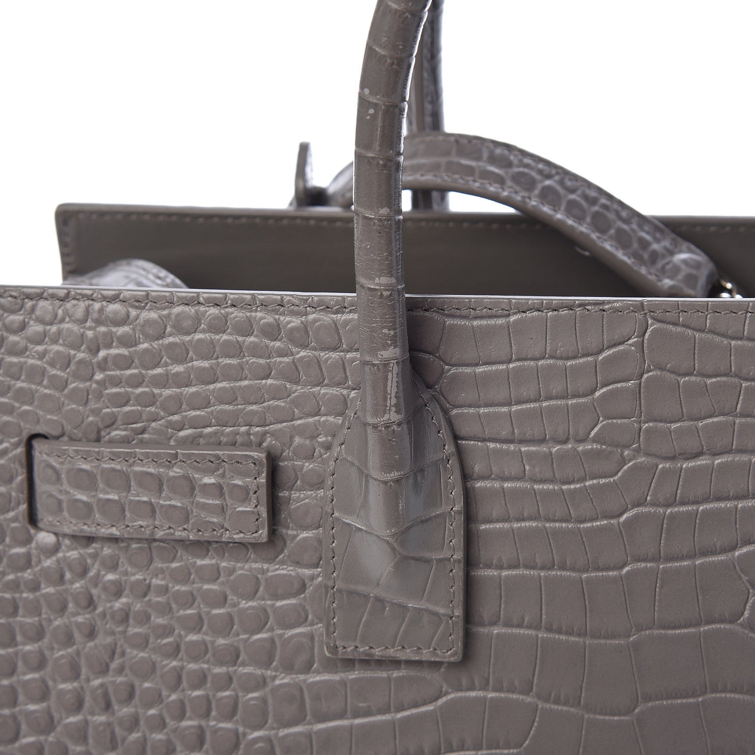 Saint Laurent Calfskin Crocodile Embossed Baby Sac De Jour Fog 15 of 17