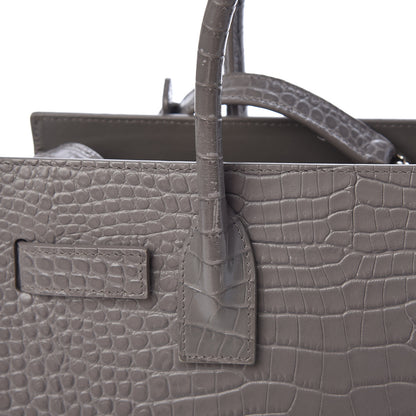 Saint Laurent Calfskin Crocodile Embossed Baby Sac De Jour Fog 15 of 17