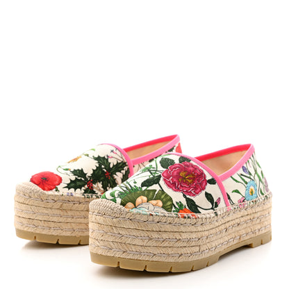 Gucci Canvas Flora Print Platform Espadrilles 38 White Multicolor Fuxia 3 of 10