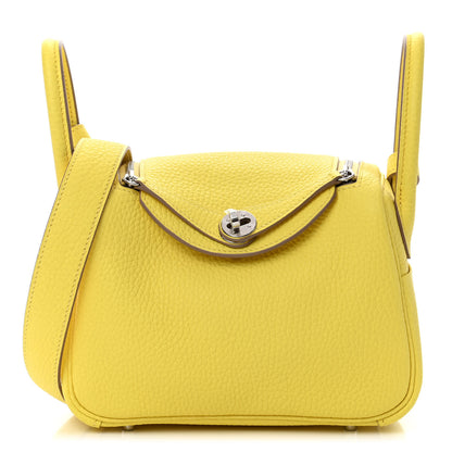 Hermes Taurillon Clemence Mini Lindy 20 Lime 1 of 4
