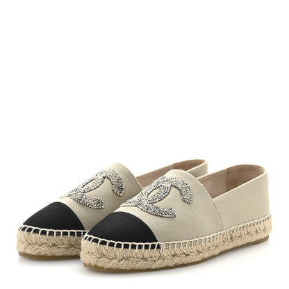Chanel Canvas Grosgrain CC Espadrilles 39 Light Green Black 4 of 10