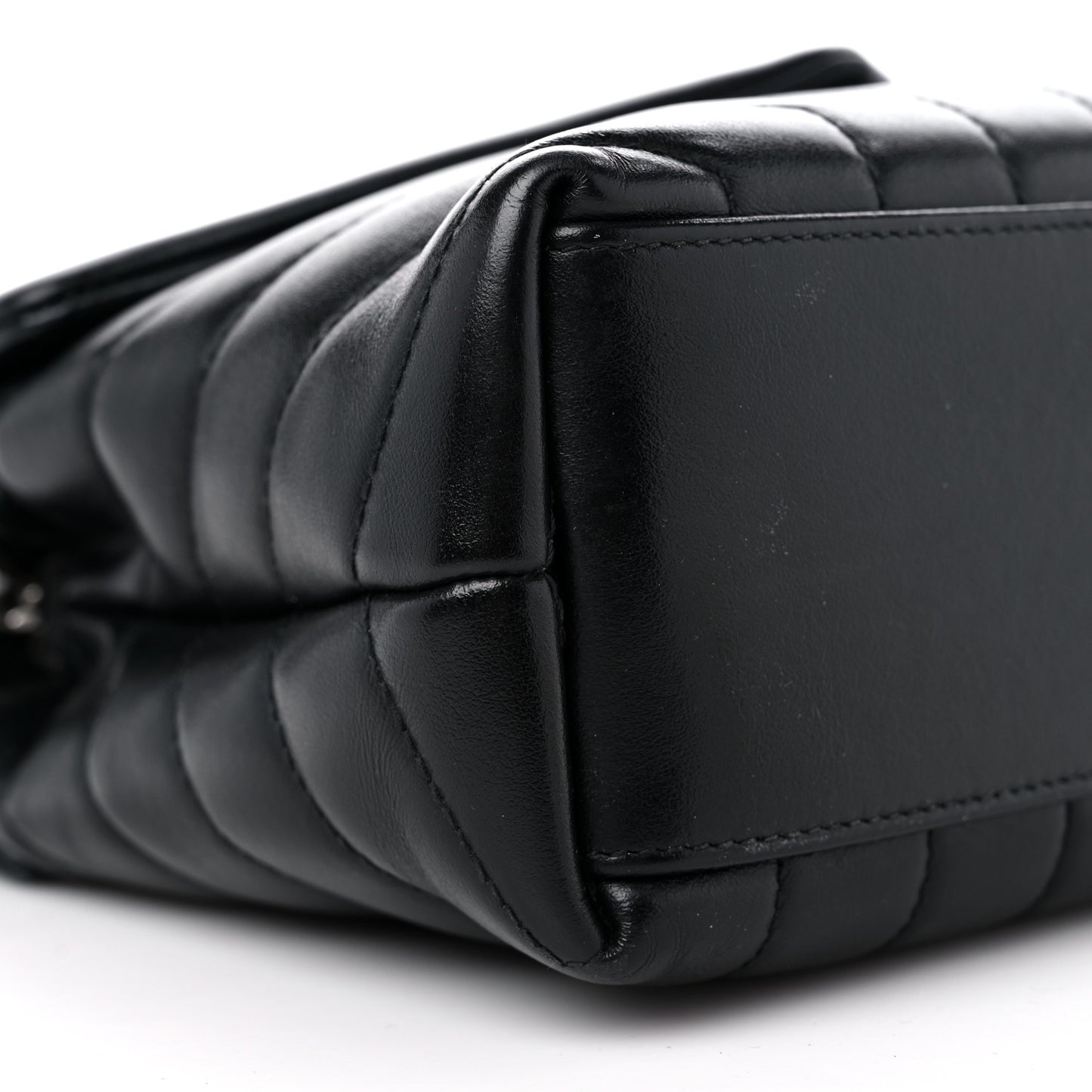 Calfskin Y Quilted Monogram Small Loulou Chain Satchel Black
