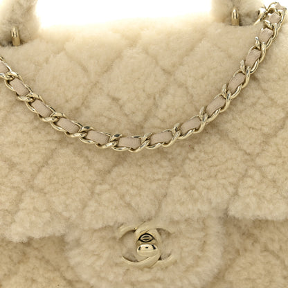 Chanel Shearling Quilted Mini Top Handle Rectangular Flap Ecru 8 of 11