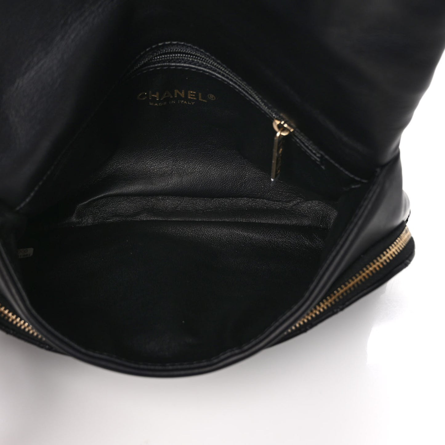 Lambskin Quilted Fold Over Clutch Black