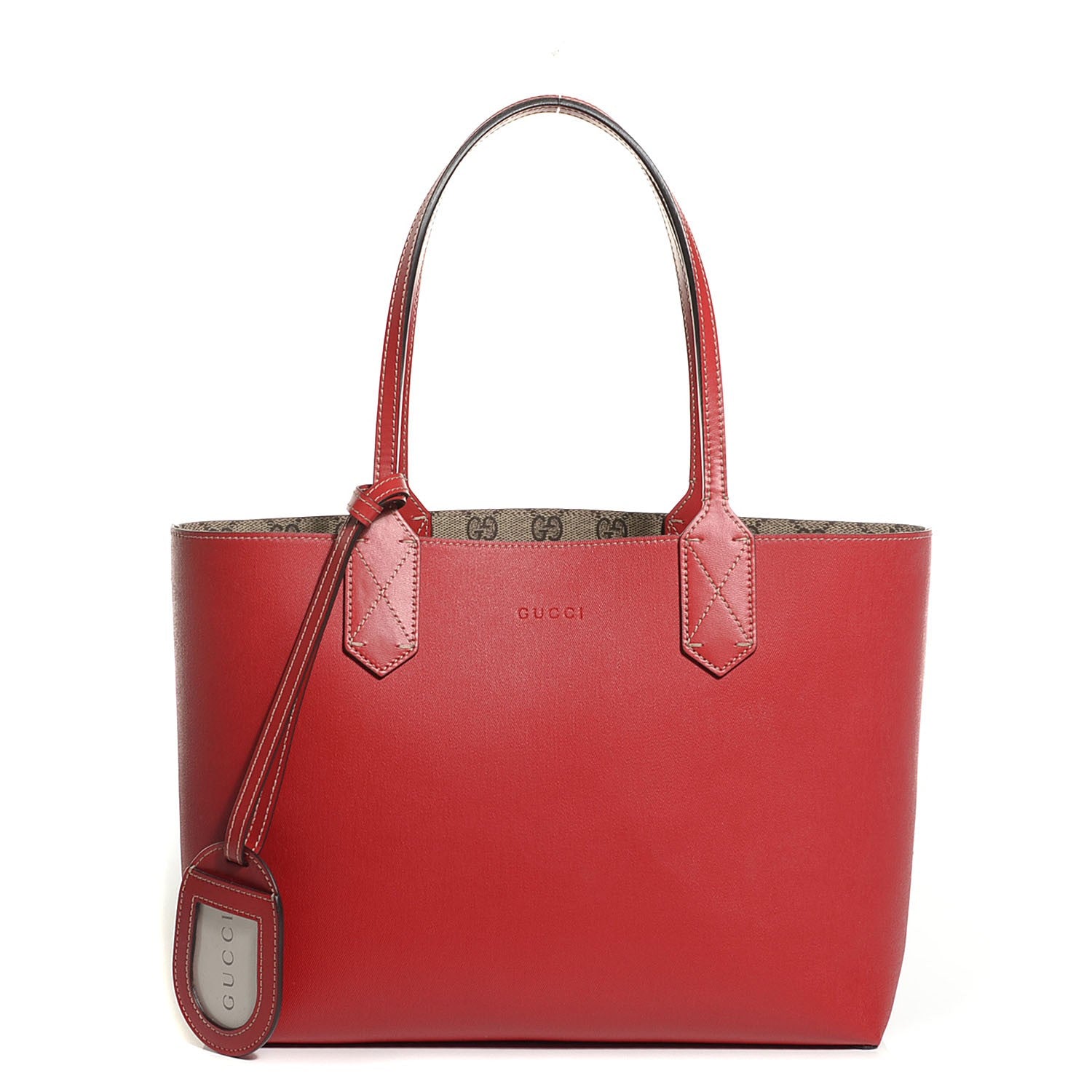 Gucci GG Supreme Monogram Small Reversible Tote Beige Red 1 of 8