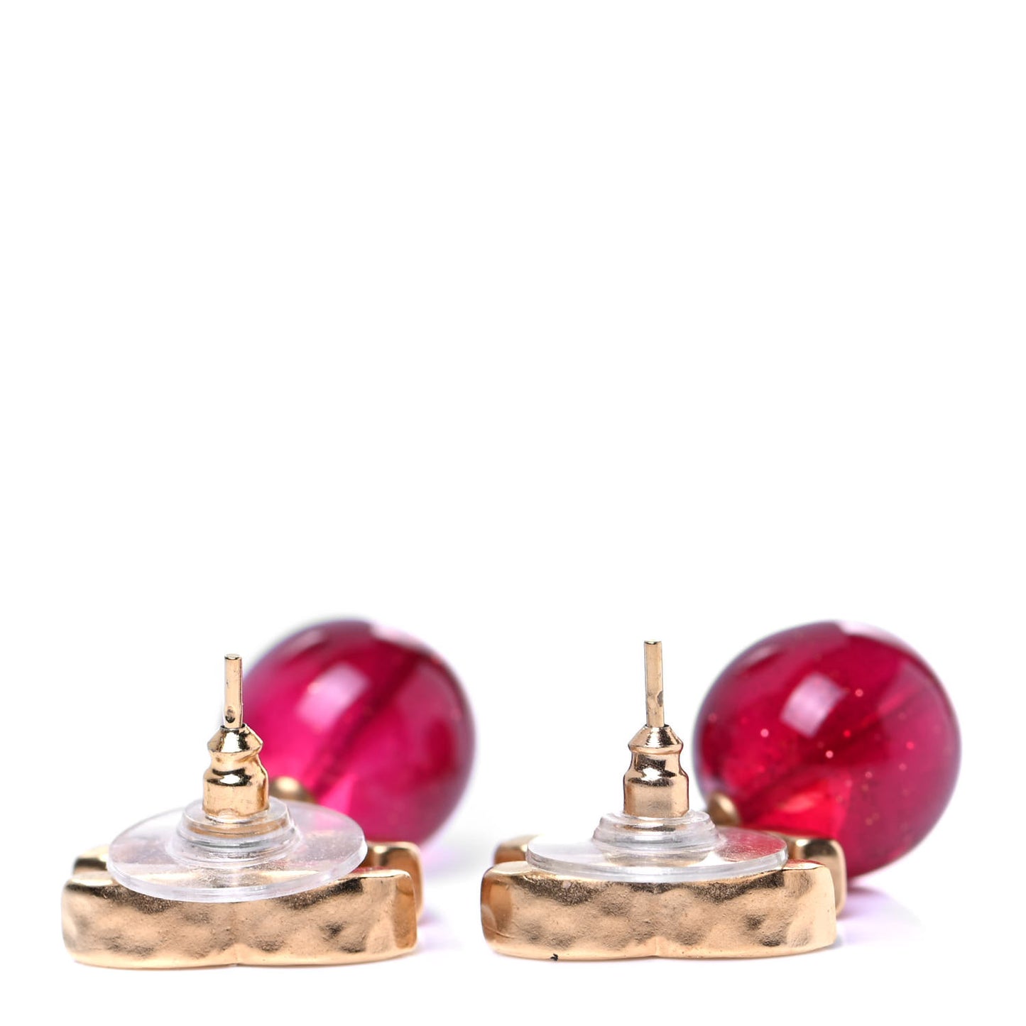 Bead CC Drop Earrings Gold Bordeaux