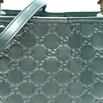 Gucci Patent GG Emblem Small Bucket Bag Light Blue 6 of 8