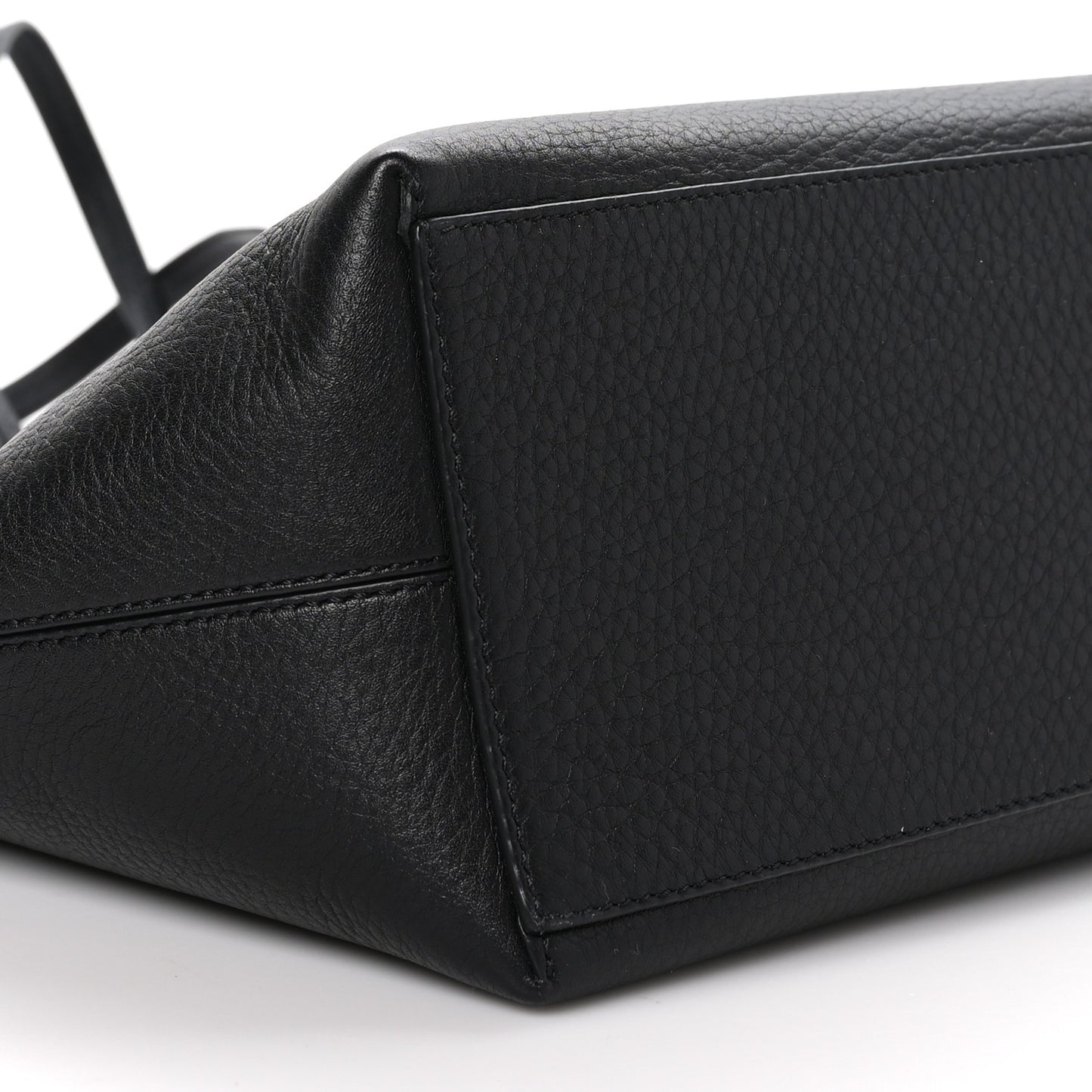 Grained Calfskin Rockstud Shoulder Tote Black