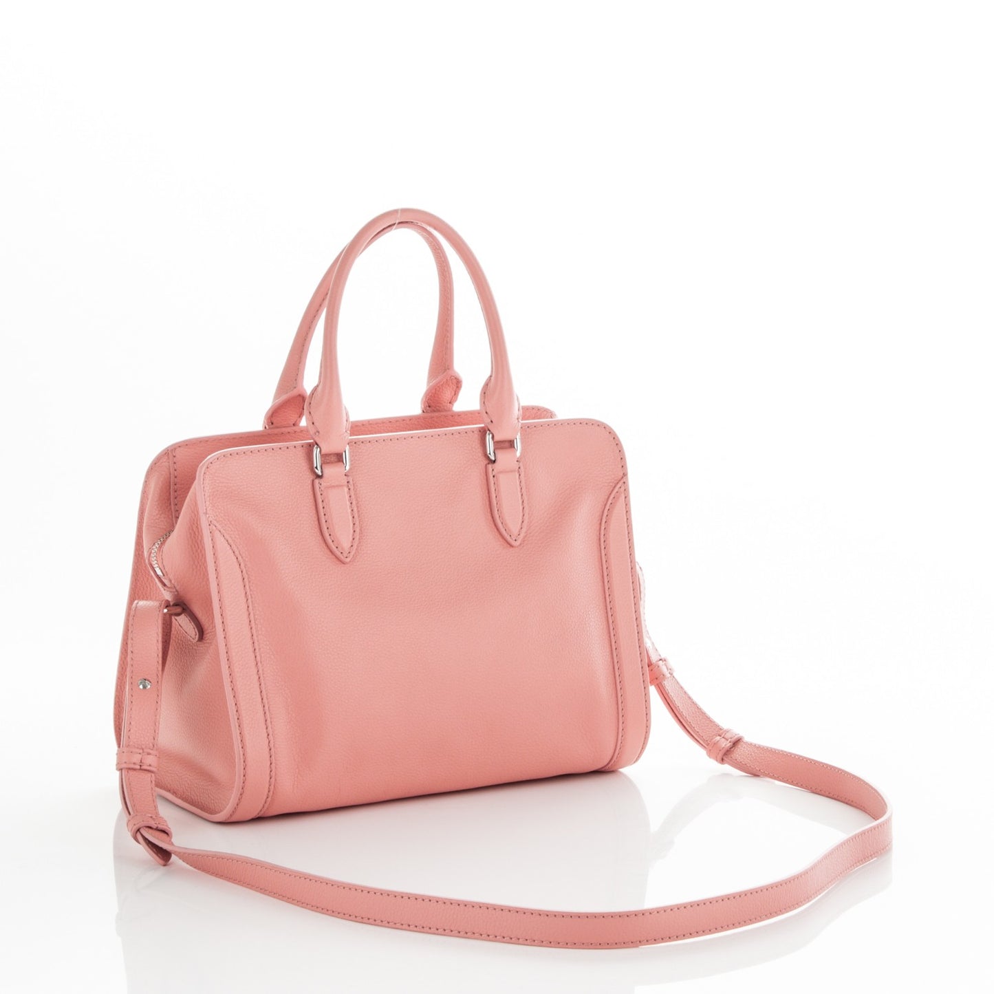 Pebbled Calfskin Small Skull Padlock Zip Around Tote Petal