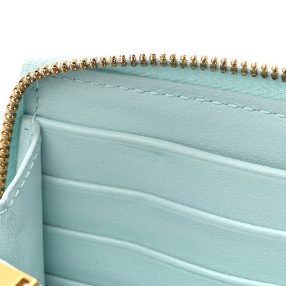 Bottega Veneta Shiny Calfskin Maxi Intreccio Zip Around Wallet Teal Washed 8 of 12
