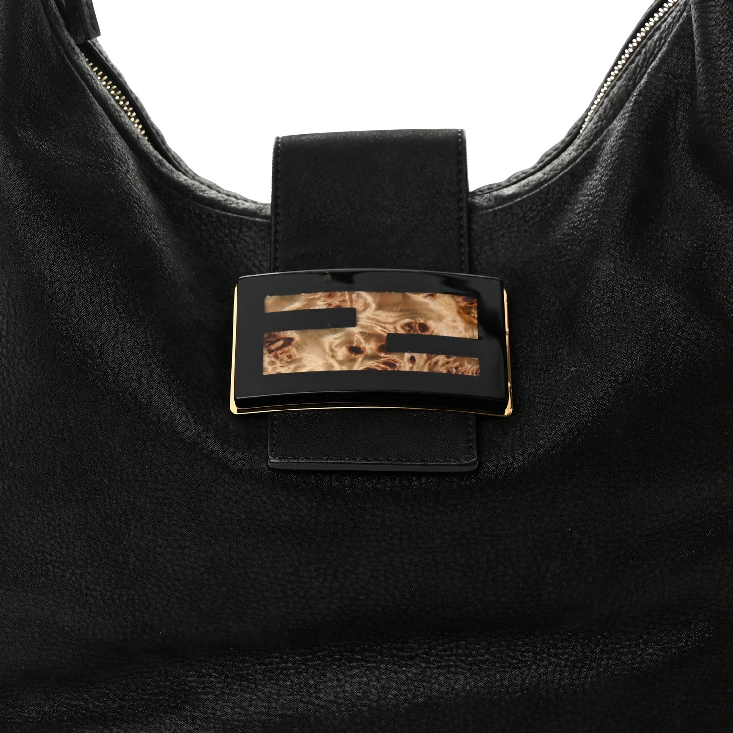Fendi Vitello Savana Forever Hobo Black Tartaruga Natural 8 of 10