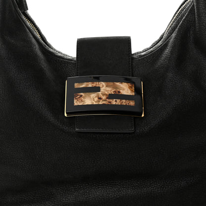 Fendi Vitello Savana Forever Hobo Black Tartaruga Natural 8 of 10
