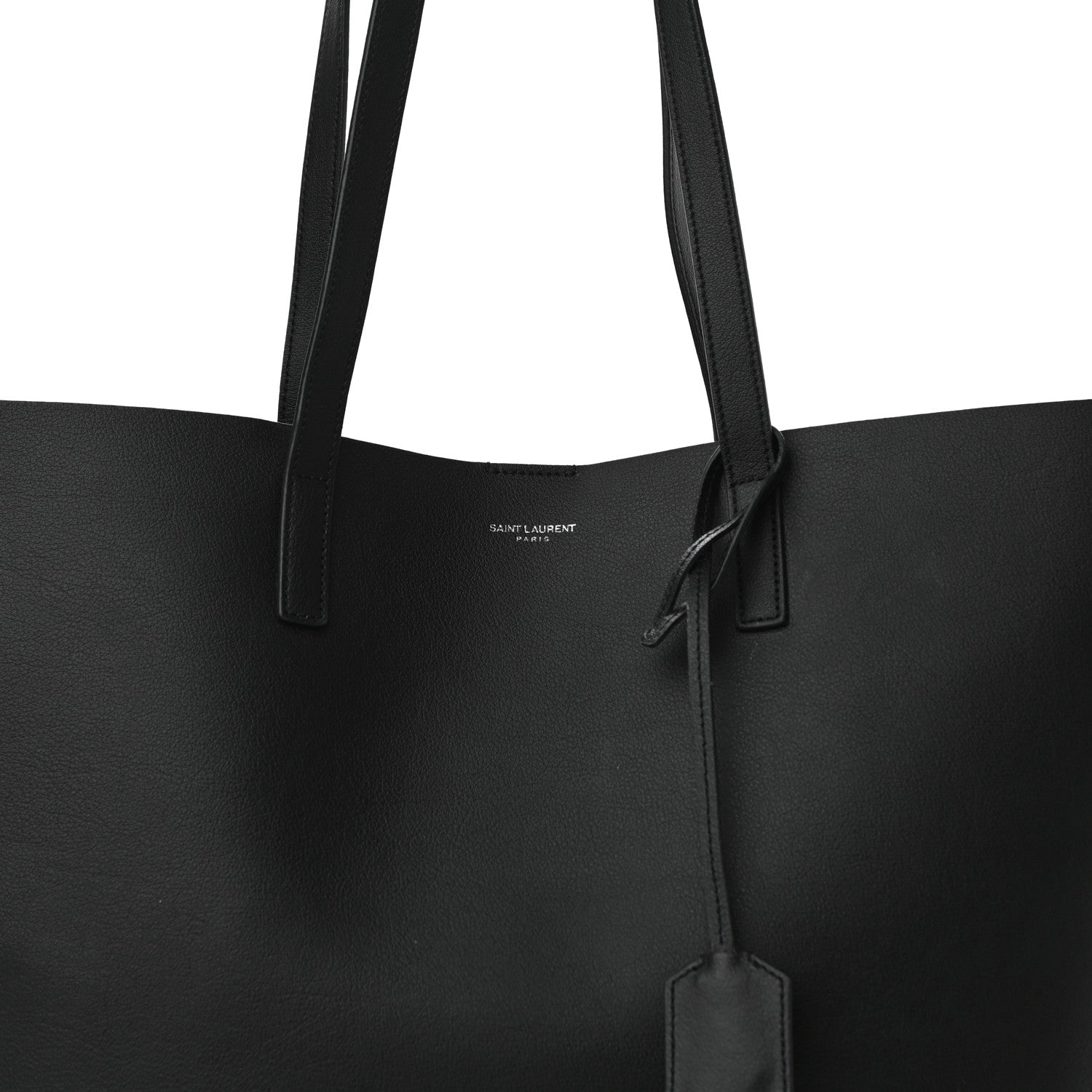 Saint Laurent Calfskin Large Fringe Shopping Tote Black 8 of 10
