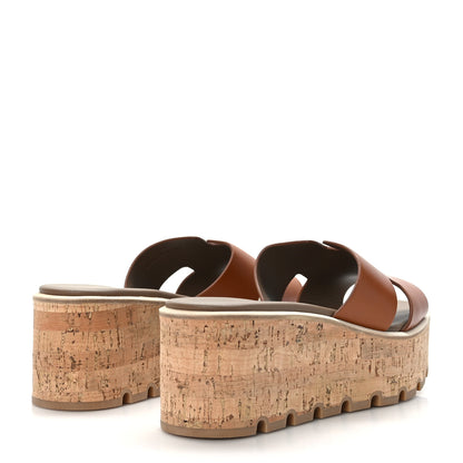 Hermes Calfskin Cork Eze 30 Sandals 39 Marron Glaise 4 of 9