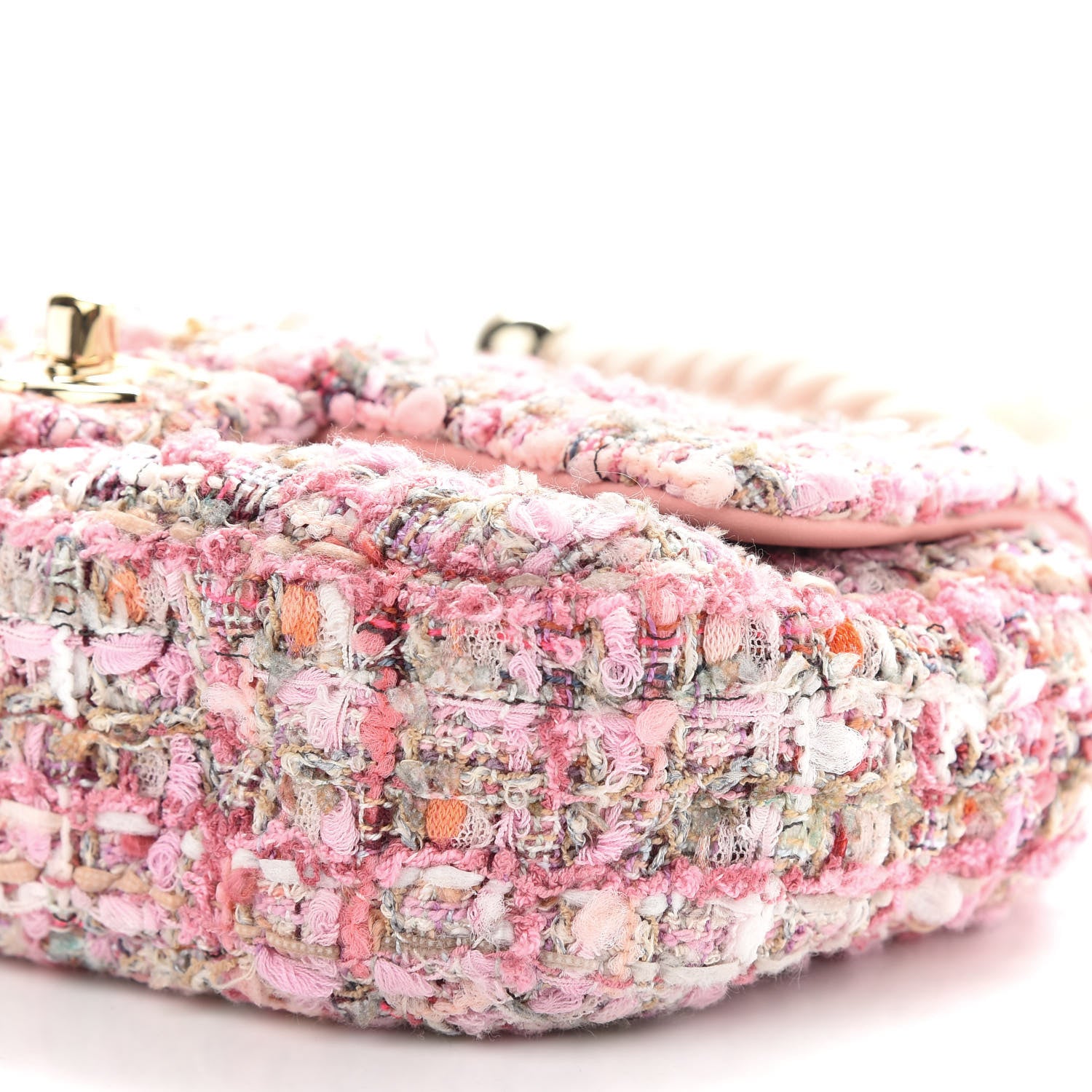 Chanel Tweed Mini Pearl Handle Flap Pink Beige Orange Ecru 9 of 9