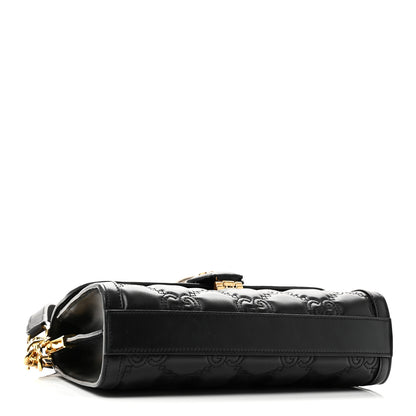 Gucci Calfskin GG Matelasse Small Flap Shoulder Bag Black Natural 4 of 10