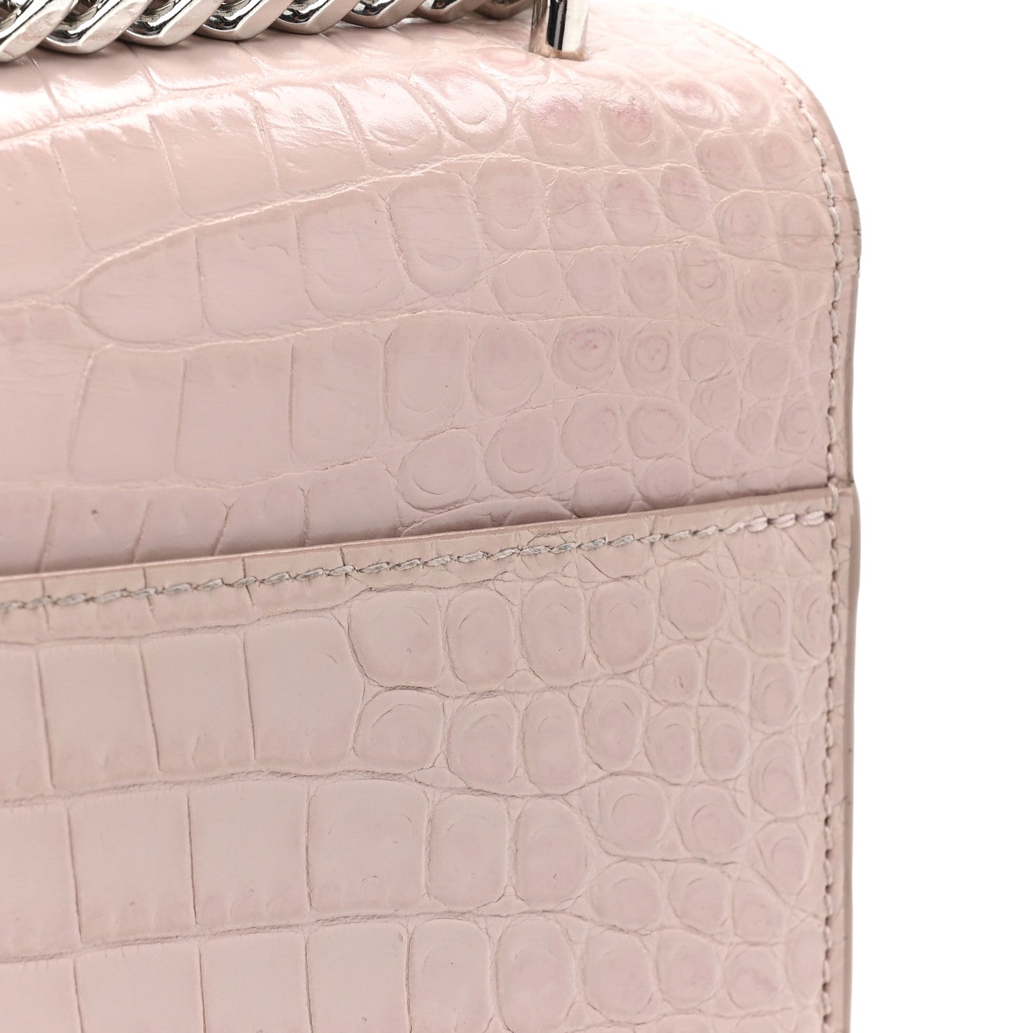 Saint Laurent Calfskin Crocodile Embossed Medium Monogram Sunset Powder Pink 14 of 22