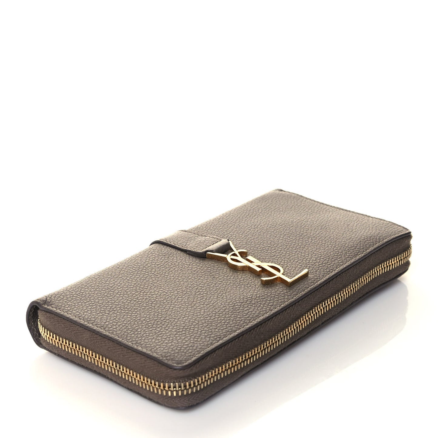 Calfskin Monogram Zip Around Wallet Taupe