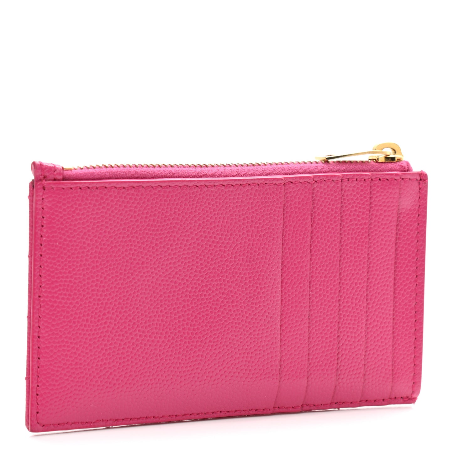 Grain De Poudre Matelasse Chevron Monogram Fragments Zippered Card Case Fresh Fuxia