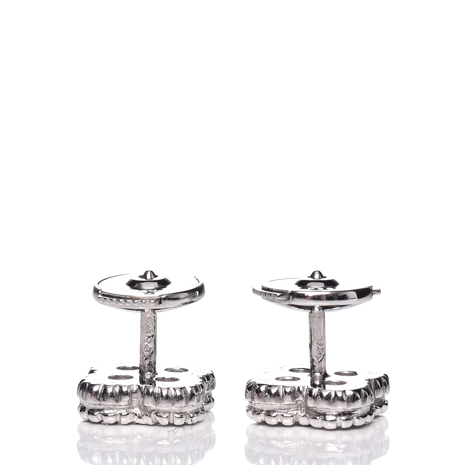 Van Cleef & Arpels 18K White Gold Mother of Pearl Sweet Alhambra Earrings 3 of 6