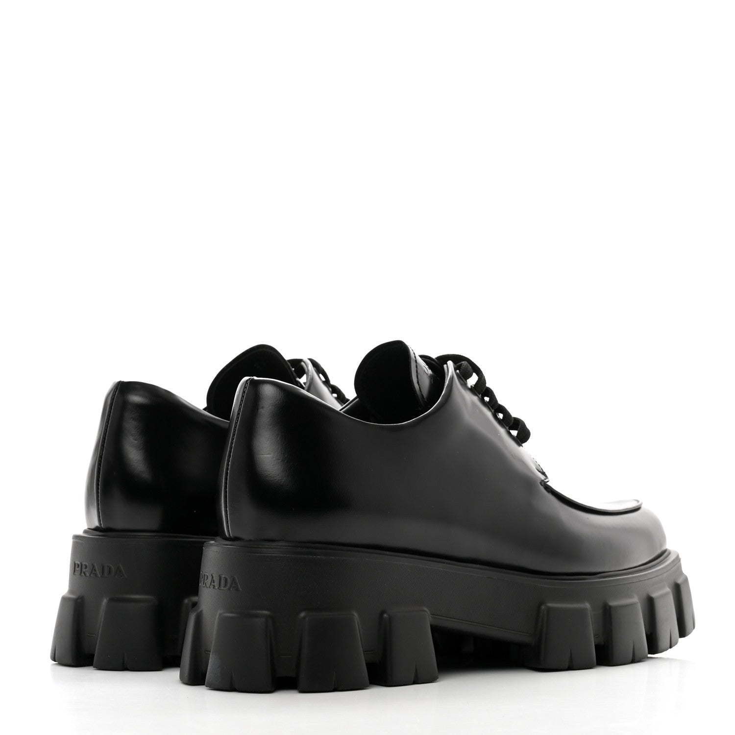 Prada Spazzolato Rois Monolith 55mm Derby Loafers 39 Black 4 of 9