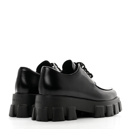 Prada Spazzolato Rois Monolith 55mm Derby Loafers 39 Black 4 of 9