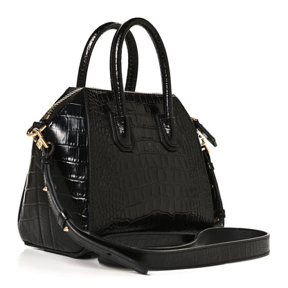 Givenchy Calfskin Crocodile Embossed Mini Antigona Black 3 of 11