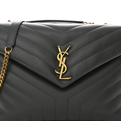 Saint Laurent Calfskin Y Quilted Monogram Medium Loulou Chain Satchel Storm 8 of 10