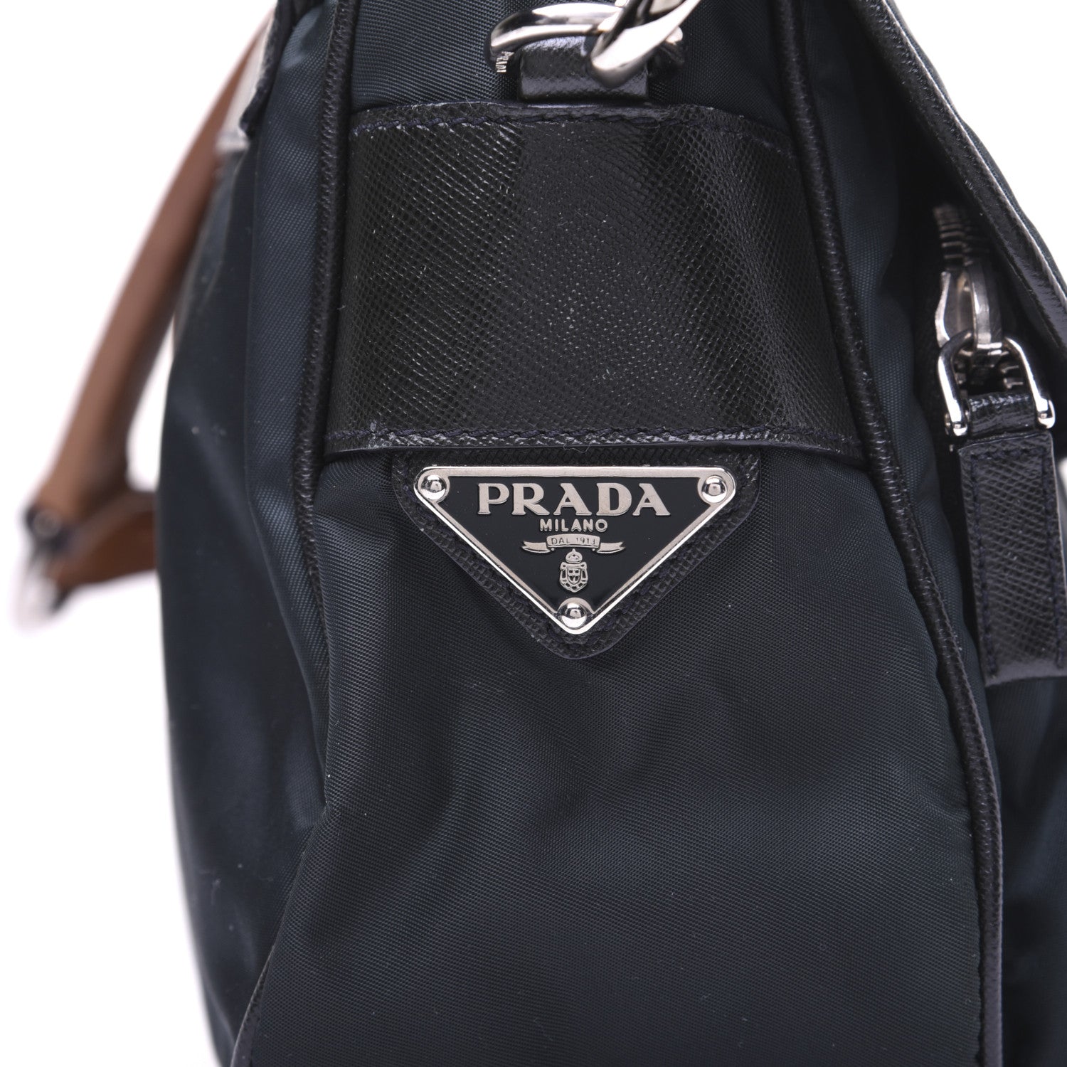 Prada Tessuto Nylon Saffiano Shoulder Bag Dark Green 17 of 18