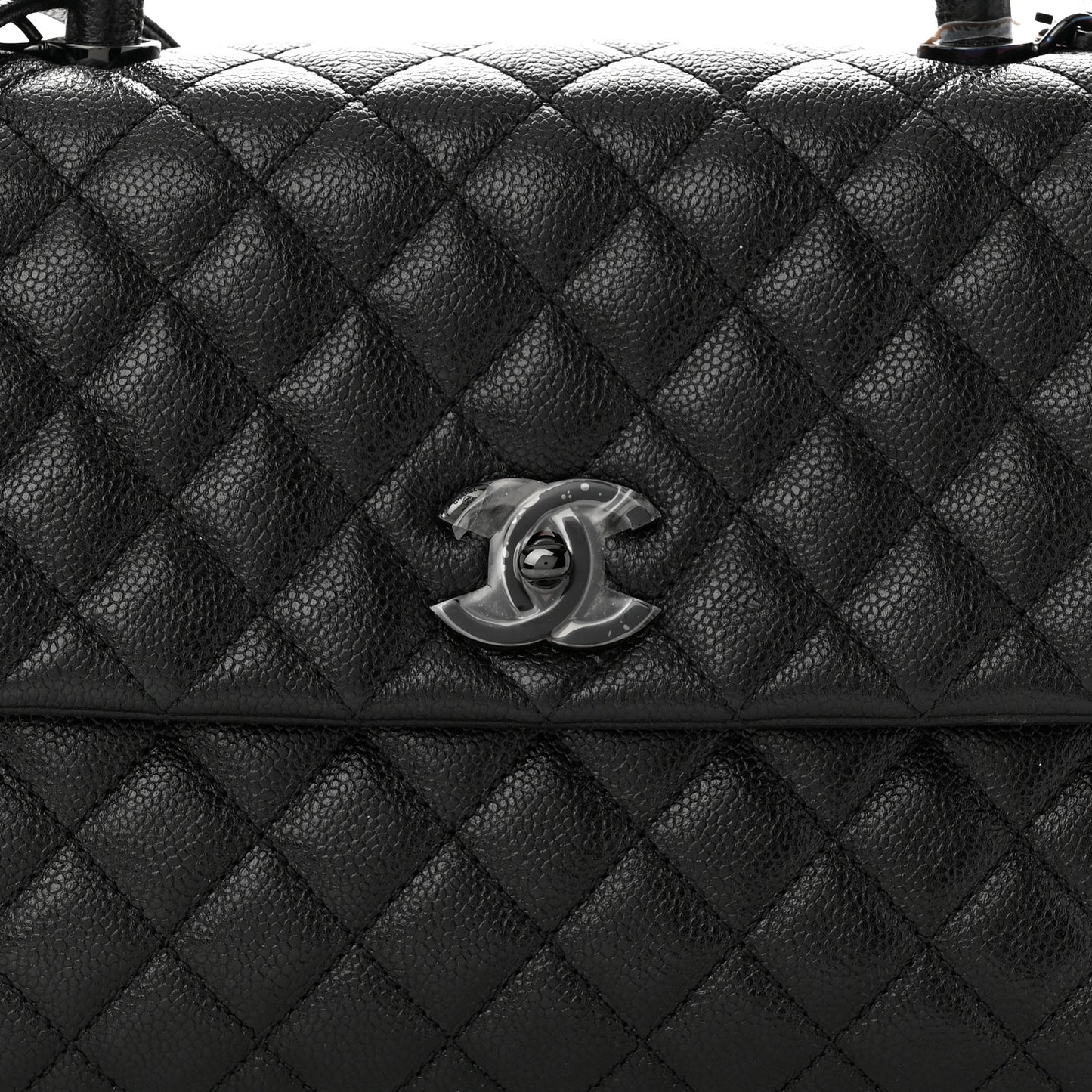 Caviar Quilted Medium Coco Handle Flap So Black