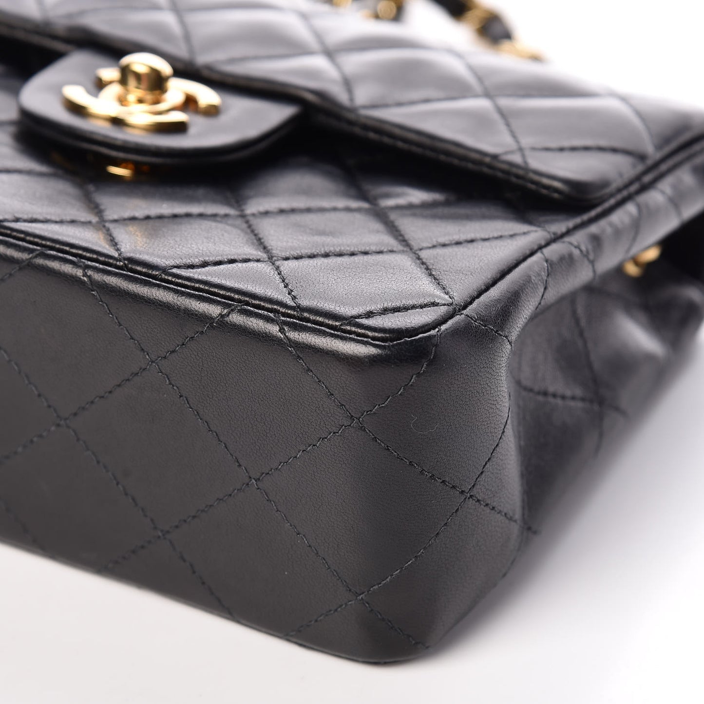 Lambskin Quilted Mini Square Flap Black
