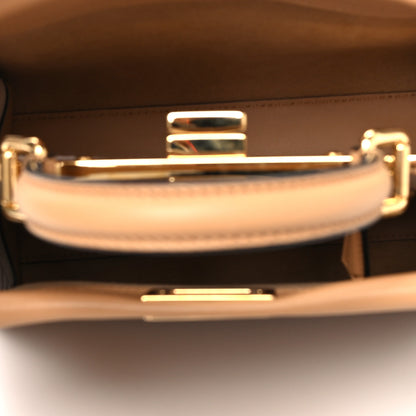 Fendi Vitello Seta Canvas FF Embroidered Mini Peekaboo Iconic Satchel Miele Scuro Poudre 5 of 10