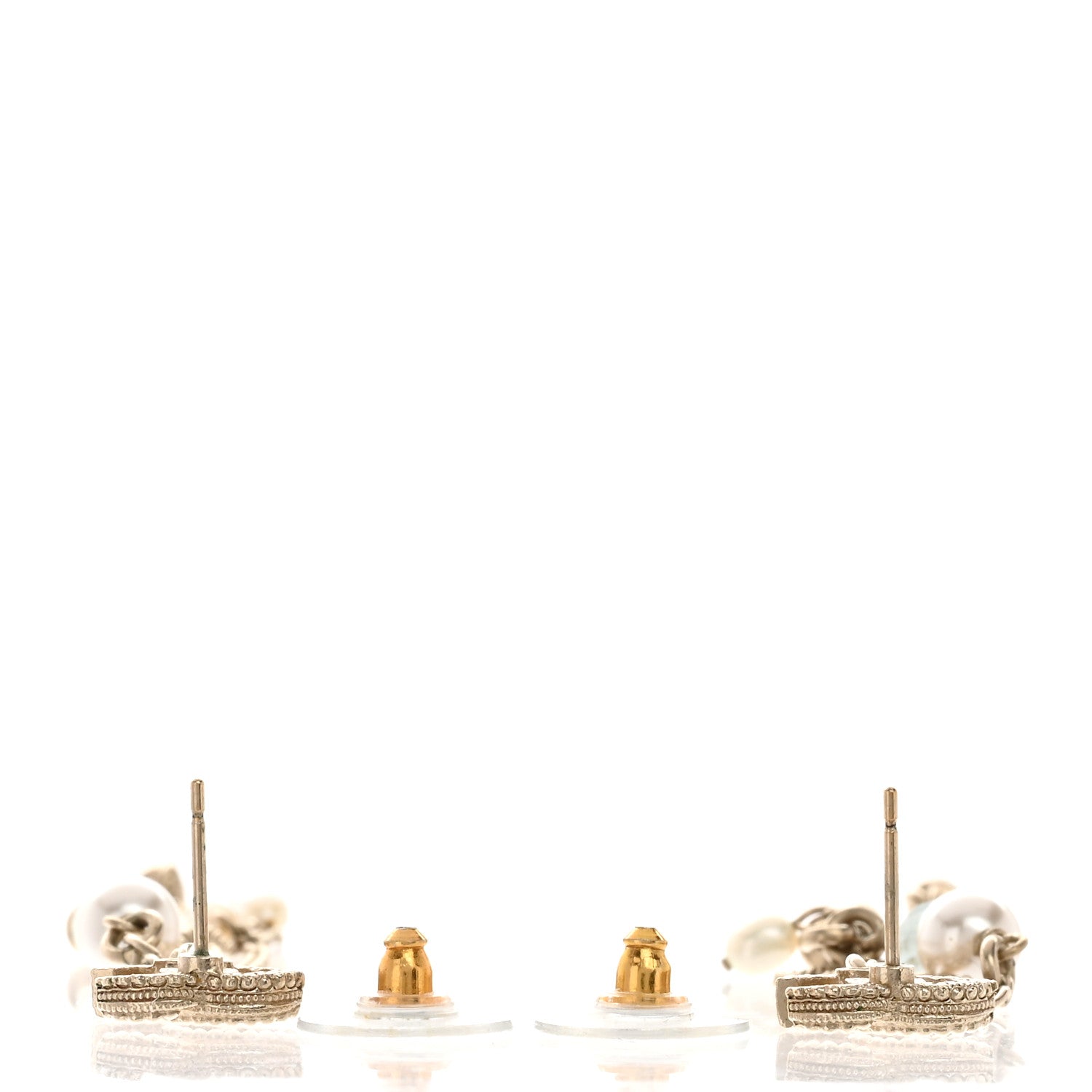 Chanel Chain Pearl CC Drop Earrings Light Gold 3 of 5