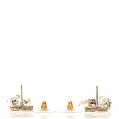 Chanel Chain Pearl CC Drop Earrings Light Gold 3 of 5